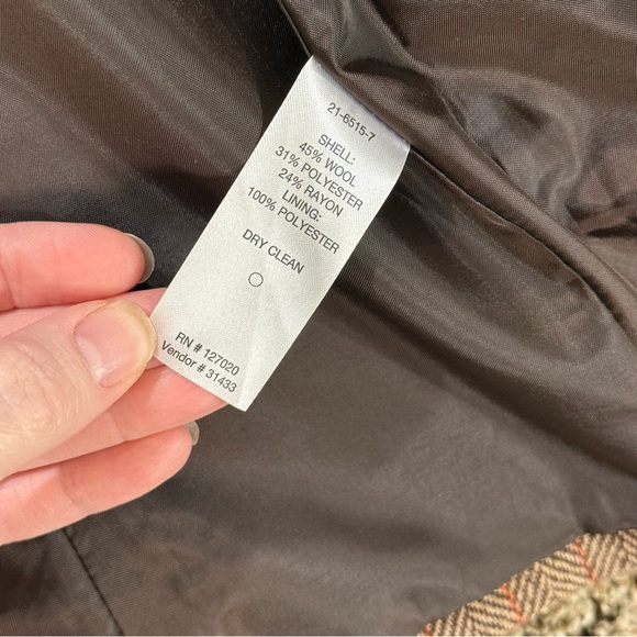 Chadwicks Women’s Plus Size 18 Wool Blend Herringbone Blazer Brown Lined Jacket - Picture 8 of 9